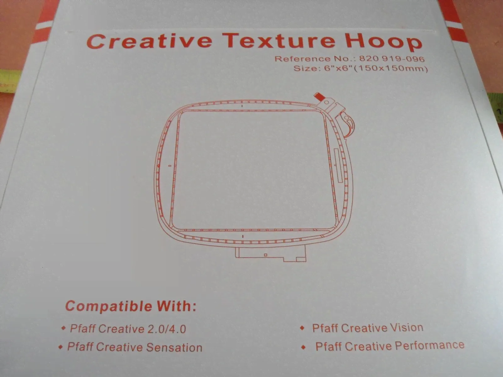 Texture Hoop 6 ft.x6 ft. 150x150mm PFAFF Creative 2.0/4.0 Vision Sensation 820919-096-0